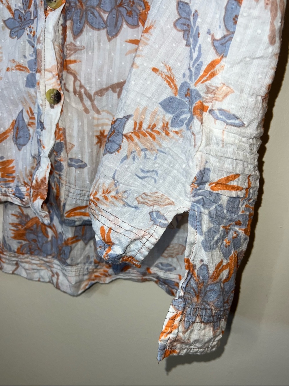 Free People Love Letters Button Down in Ivory Size XL - Picture 5 of 12